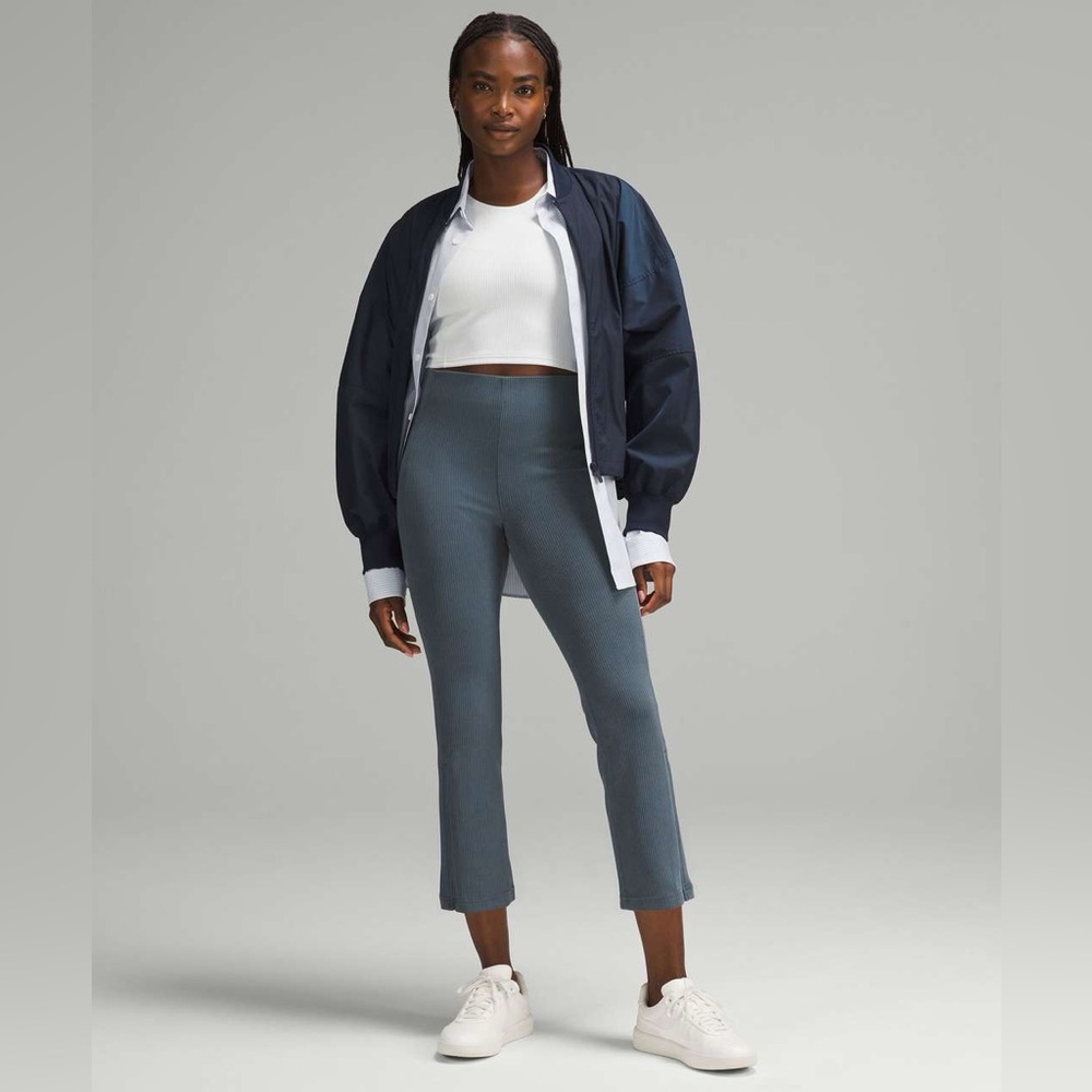 NWT Lululemon Ribbed Softstreme Zip-Leg High-Rise Cropped Pant 25" Retail $138